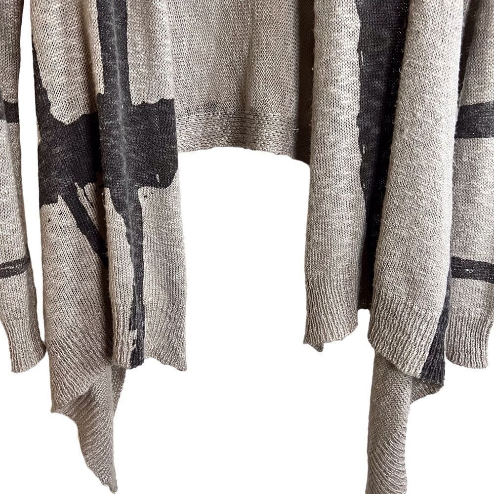Fate Cream and Gray Boho Long‎ Cardigan Wrap Art Deco Wool Blend Size Med - Picture 4 of 10